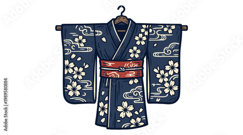 Vector Pinocut A beautifully designed, traditional Japanese kimono hanging.