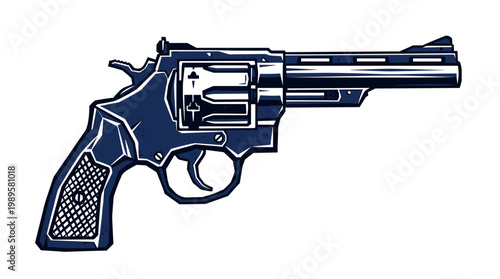 Vector Pinocut An illustration of a revolver, with a focus on its intricate details and design. 