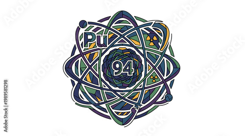 Vector Pinocut Scientific illustration of an atom of Plutonium