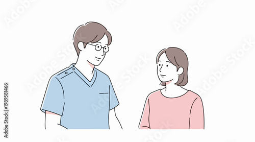 Medical consultation between a male doctor and a female patient in a clinic setting, discussing health concerns