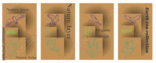 flat lay organic food gift boxes with nature themed packaging and earth day labels