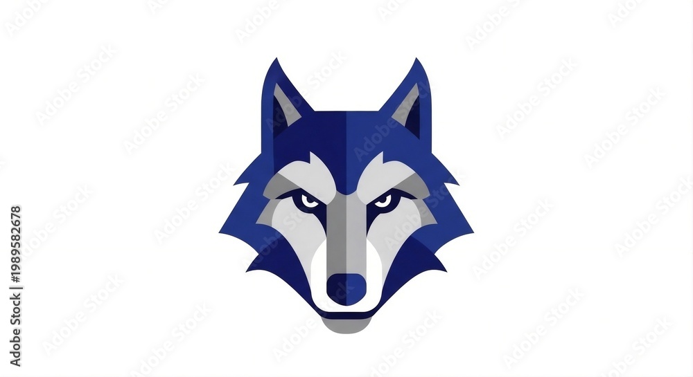 Fototapeta premium Geometric Style Detailed Wolf Animal Mascot Symbol Isolated Flat Illustration