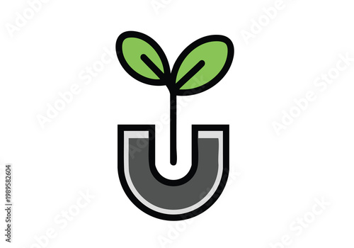 Growing Plant in a Durable Gardening Container for Nature and Sustainability Themes