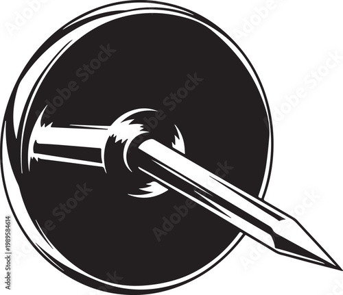 Black and White Illustration of Pencil in a Pencil Sharpener