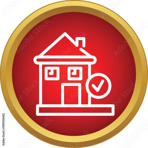 House icon showing a check mark for property approval and quality assessment