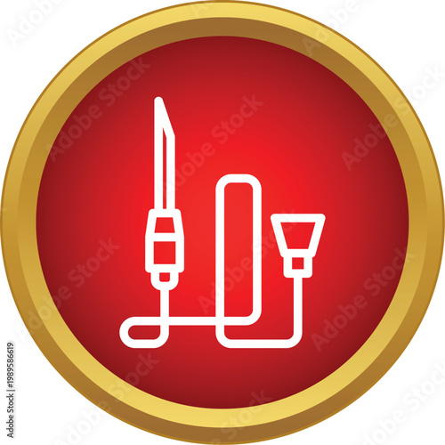 Soldering iron with a pointed tip, wire, and base for electronic repair
