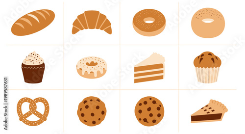 A colorful arrangement of various baked goods and sweet treats