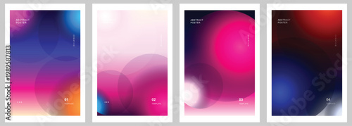 Abstract Blurry Circles and Gradients on Dark and Light Backgrounds - A Set of Four Graphic Designs