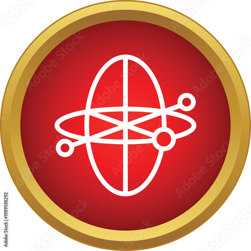 Gyroscope icon featuring a central sphere and orbiting elements, representing motion and orientation