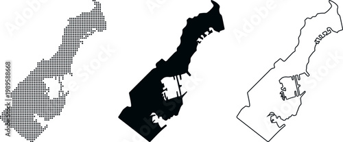 Monaco country map set dot filled silhouette outline vector illustration europe principality