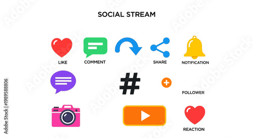 Social media icons displayed in a grid with labels underneath
