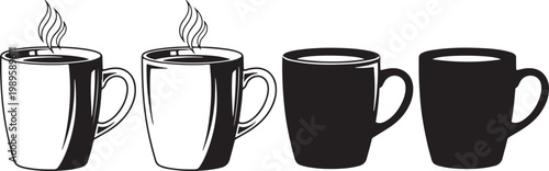 Minimalist Line Art Coffee Mugs Illustration