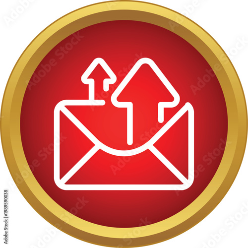 Outline icon representing an open envelope with arrows pointing out and in