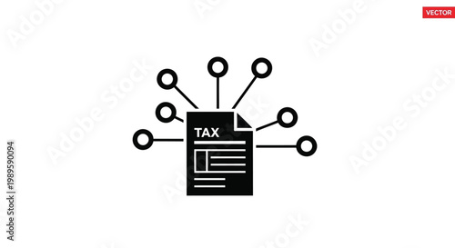Tax document, finance icon, black and white vector, business concept, tax return symbol