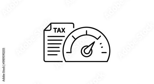 Tax, finance, speedometer, document icon, vector