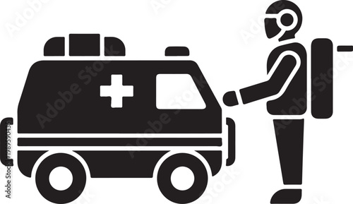 Medical emergency response icon, ambulance rescue, paramedic symbol, healthcare vector