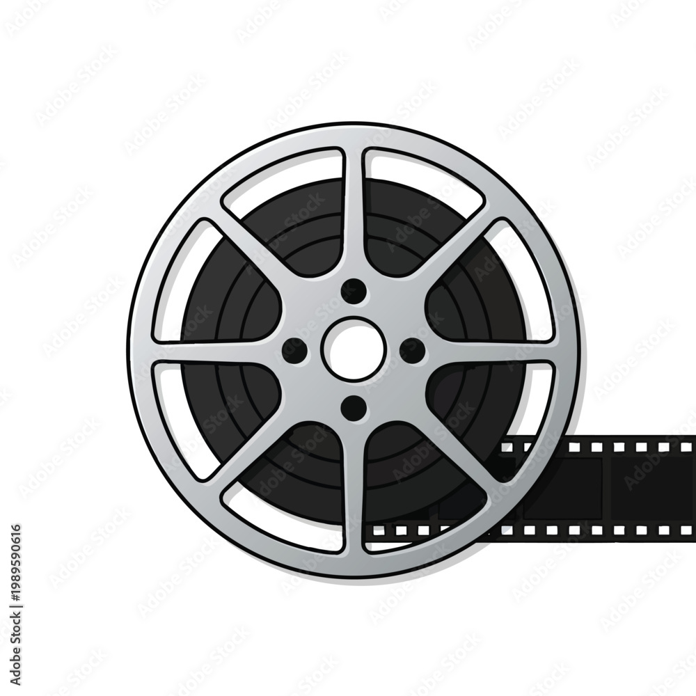 Obraz premium Vintage Film Reel with Rolling Strip for Cinematic Video Production