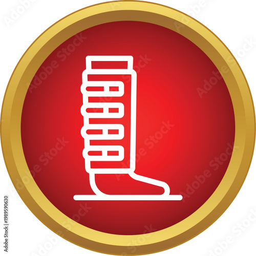 Orthopedic walking boot symbol representing medical support for leg injury and rehabilitation