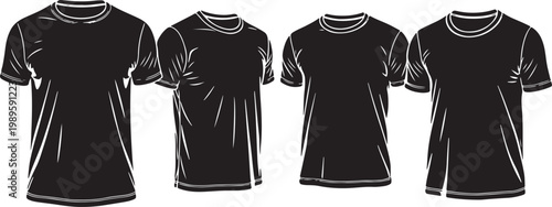 Four Black T-Shirts Illustration