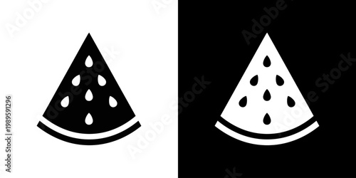 Minimalist Watermelon Slice Icon Set Contrasting Black and White Duality