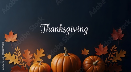 Autumn harvest celebration featuring pumpkins and leaves for a warm lifestyle Thanksgiving marketing display