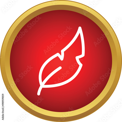 Feather symbol representing writing and creativity on a digital button