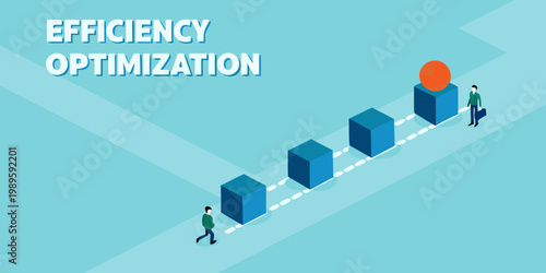 Efficiency optimization concept with a man walking towards success
