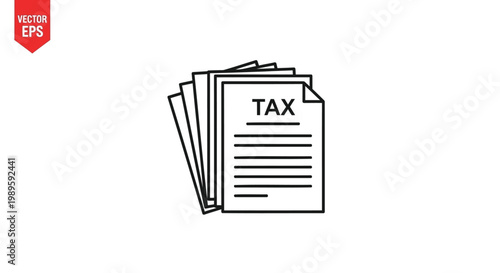 Tax documents, financial papers, tax forms, business EPS vector