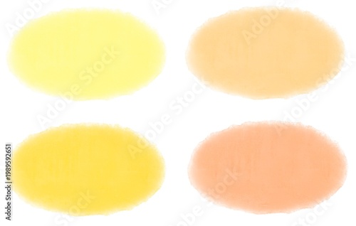 set of yellow watercolor ovals