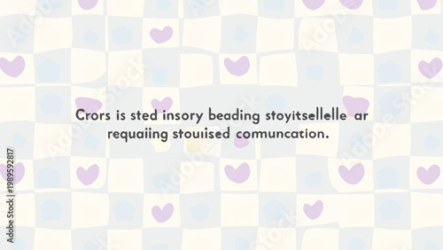 Cuadro en lienzo Abstract background with lavender hearts and nonsensical text overlay