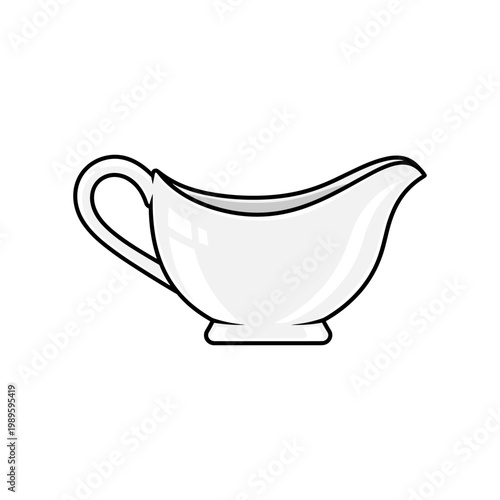 A classic white ceramic gravy boat with a handle and spout, ready for serving sauces or dressings.