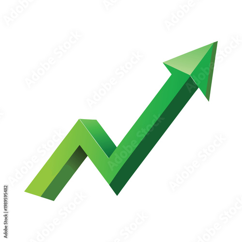 3D Business Growth Arrows and Financial Progress Bar Chart Set Featuring Upward Trends and Success Symbols for Corporate Strategy and Market Analysis