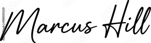 The signature of artist Marcus Hill in elegant black cursive script on a white background