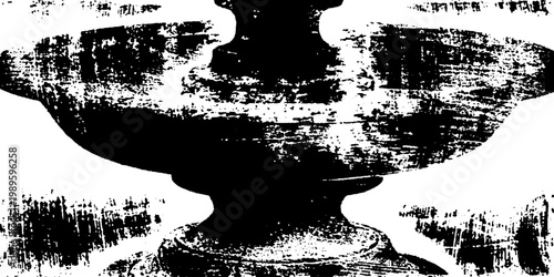 Decorative urn silhouette showing worn texture on plain background
