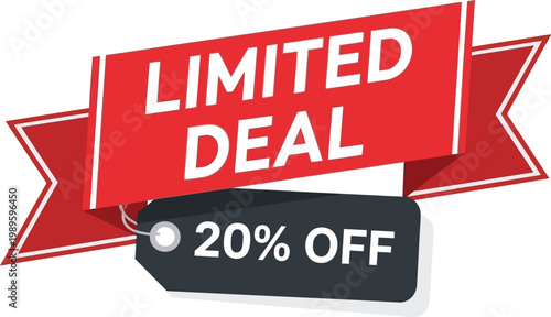 A limited time offer with a red banner and a 20 percent discount tag