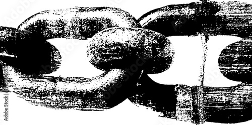 Thick chain links showing textured surface on white backdrop