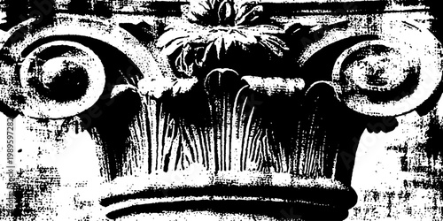 Ornate column capital displaying carved acanthus motif on facade