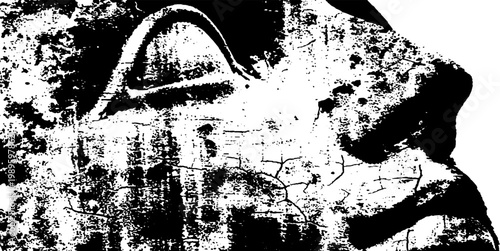 Weathered stone profile with cracked surface and texture