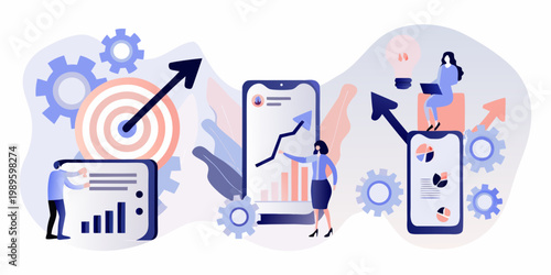 Business growth and digital strategy illustrated with people and technology