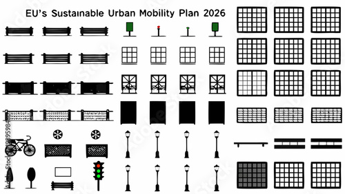 Eu s sustainable urban mobility plan 2026 illustrated with various street elements
