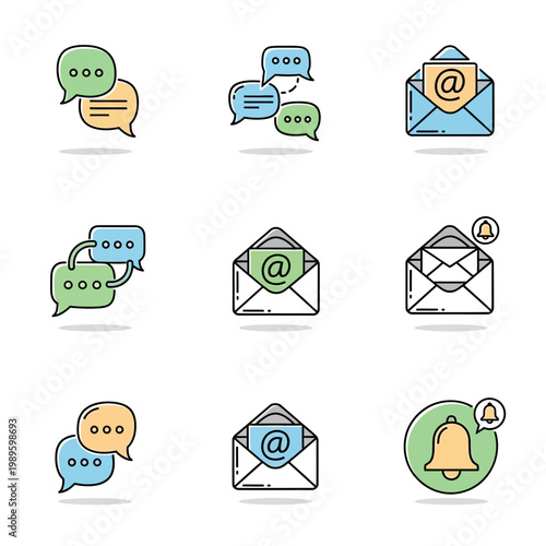 Collection of Communication and Notification Icons.