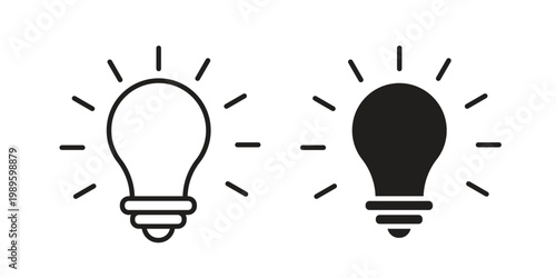 Light bulb icon collection vector illustrations, Vector pictogram