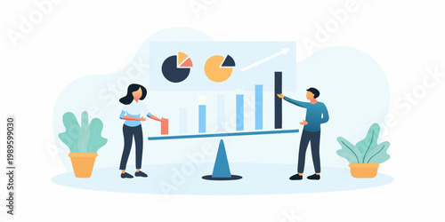 Business professionals analyzing data and growth with charts and graphs
