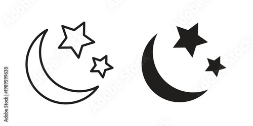 Moon icon collection vector illustrations, Vector pictogram