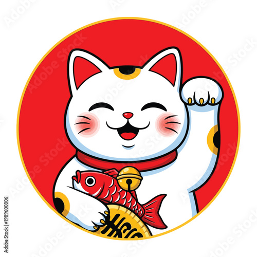 Maneki-Neko, Japanese Lucky Cat, White Cat, Feng Shui Symbol, Good Fortune Icon