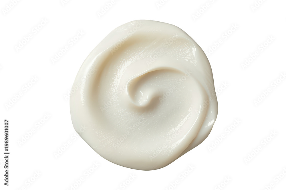 Obraz premium Cosmetic cream swirl on transparent background showing smooth texture, beauty product smear, and skin care moisturizer sample