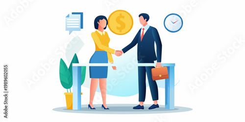 Business professionals shaking hands finalizing a deal or partnership