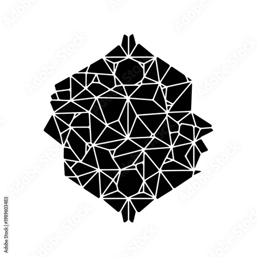 Abstract Geometric Shape with Triangular and Polygonal Mesh.