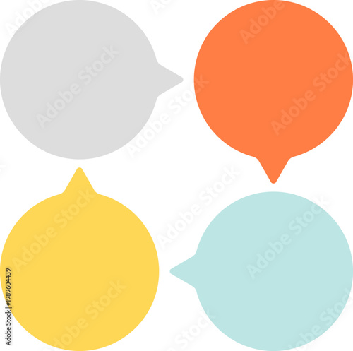 丸い吹き出しの循環図　カラフルな吹き出しセット