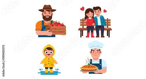 Happy couple enjoying romantic date night outdoors with food and warm lighting on transparent background